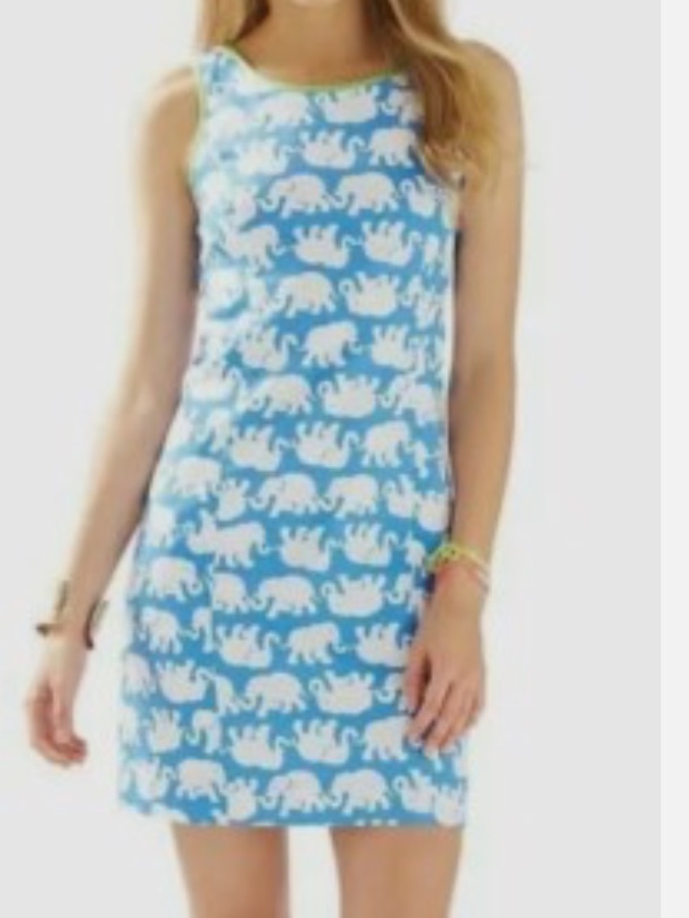 Lilly Pulitzer Blue and White Tusk’s in the Sun Elephant Print Dress, Size 6